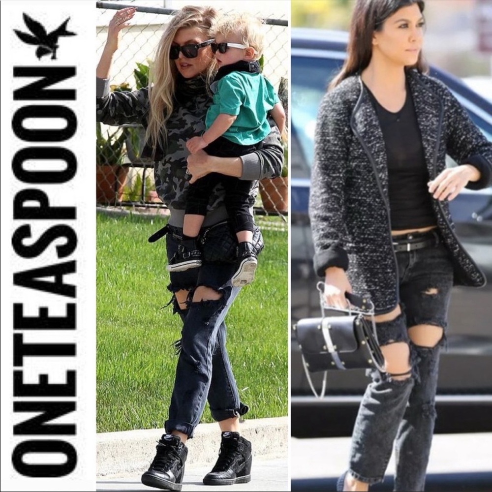 One Teaspoon Black Distressed Skinny Jeans